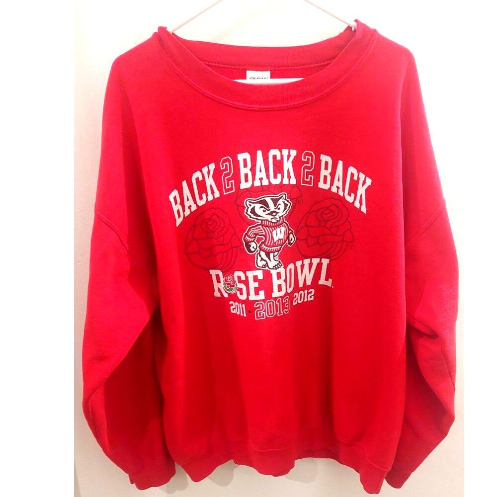 Vintage Gildan WI Badgers “Back 2 Back 2 Back” Rose Bowl XL crewneck